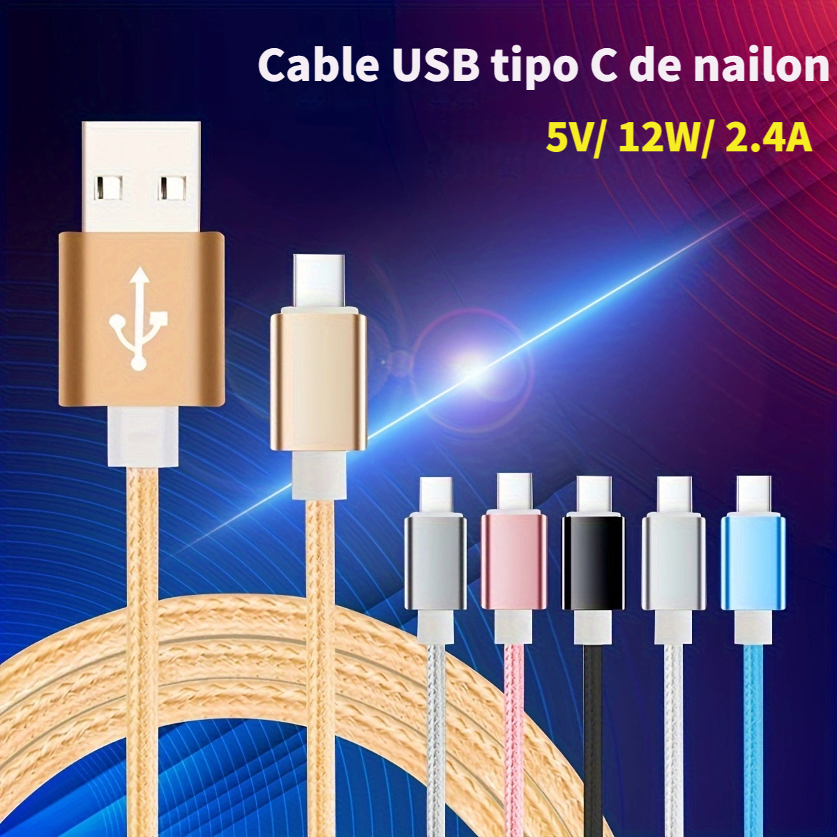  Cable USB tipo C, USB A a USB C 3A de carga rápida (paquete de  2 unidades de 3.3 pies), cable de carga trenzado compatible con Samsung  Galaxy S10 S9 S8