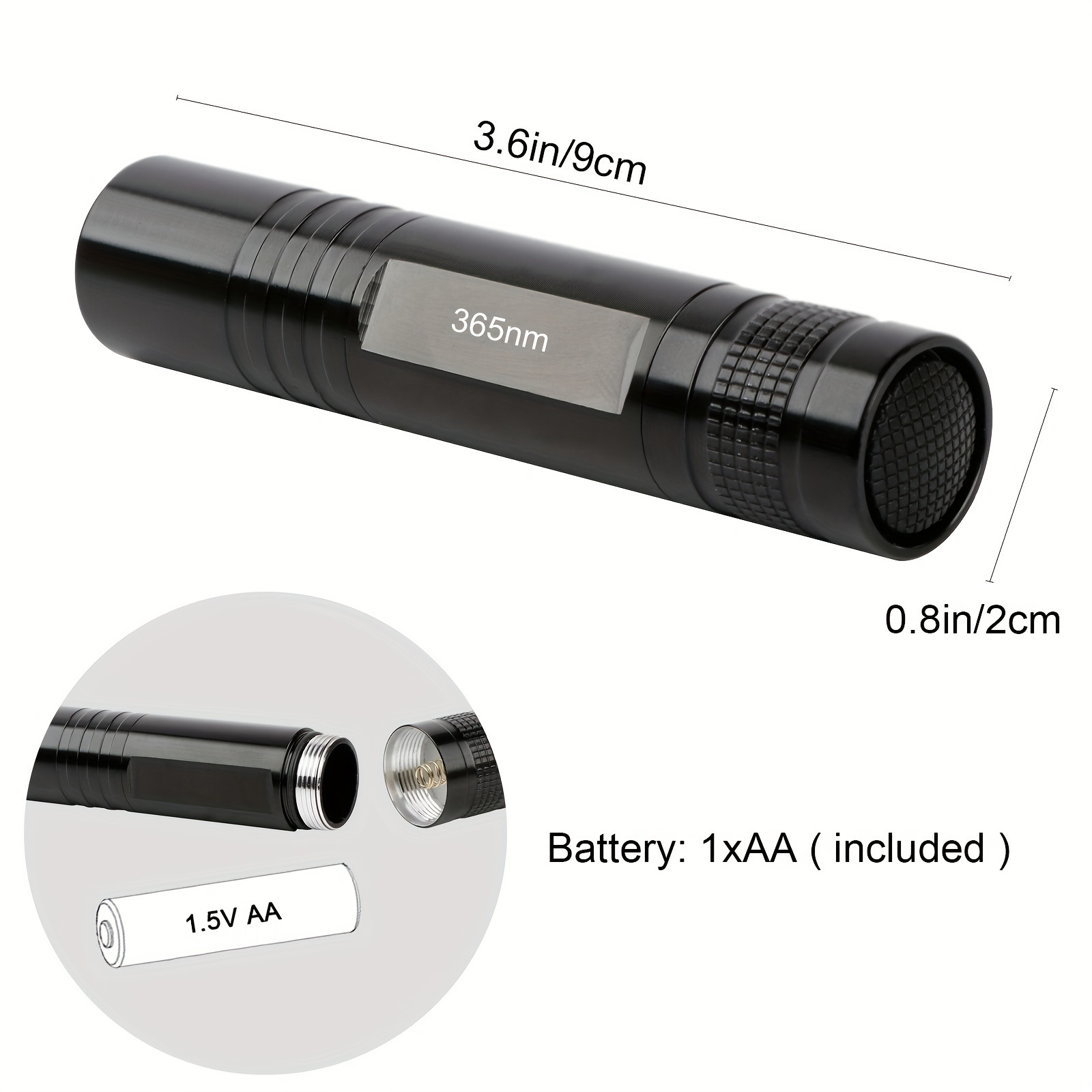 

1pc 365nm Uv Flashlight Handheld Ultraviolet Blacklight Mini Torch Light With Aa Battery