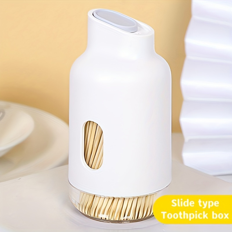 

1pc Toothpick Holder Box Sliding Toothpick Box For Restaurant, Toothpick Jar, Portable Toothpick Bottle, Cute And Fashionable Toothpick Bucket Toothpick Storage
