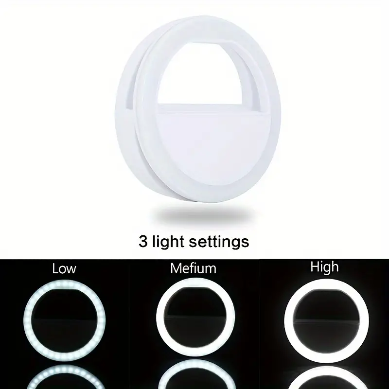 36 led selfie light ring usb rechargeable portable circle clip on for iphone smart phones laptop ipad photography camera video perfect for girls makeup selfies details 0