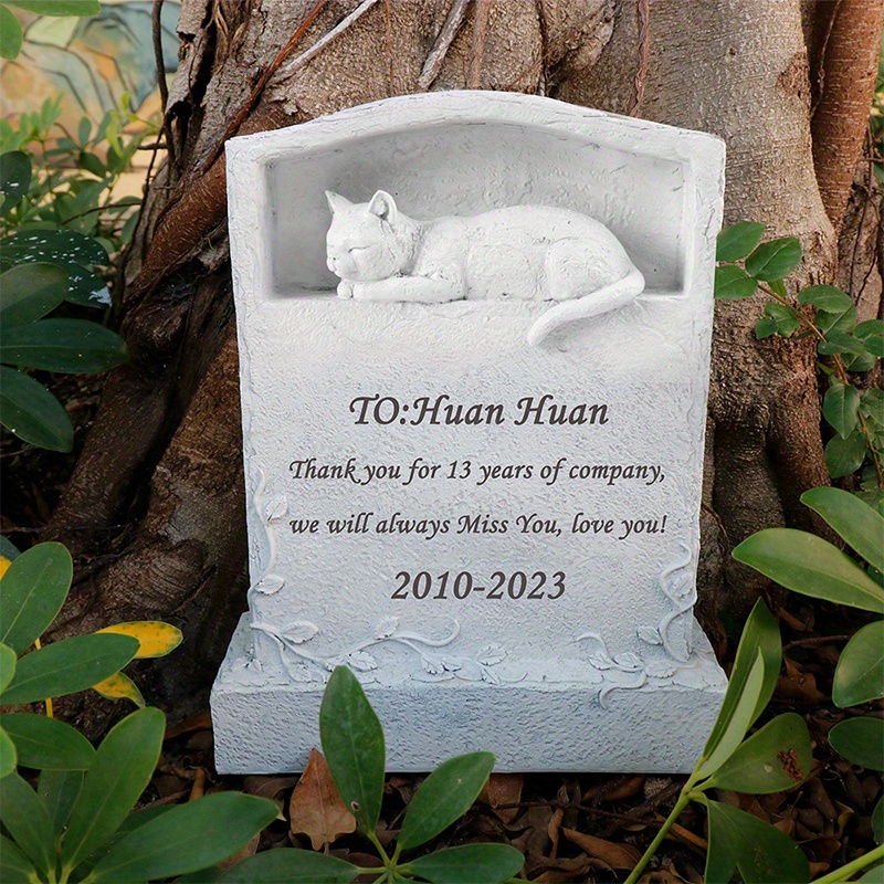 Personalized Upright Pet Headstone For Cat - Resin Cat Memorial Stone Figurine - Cat Garden Stone Pet Gravestone For Cat Outdoors - For Cat Lovers - Commemorate Your Beloved Feline - Perfect Gift for Pet Owners