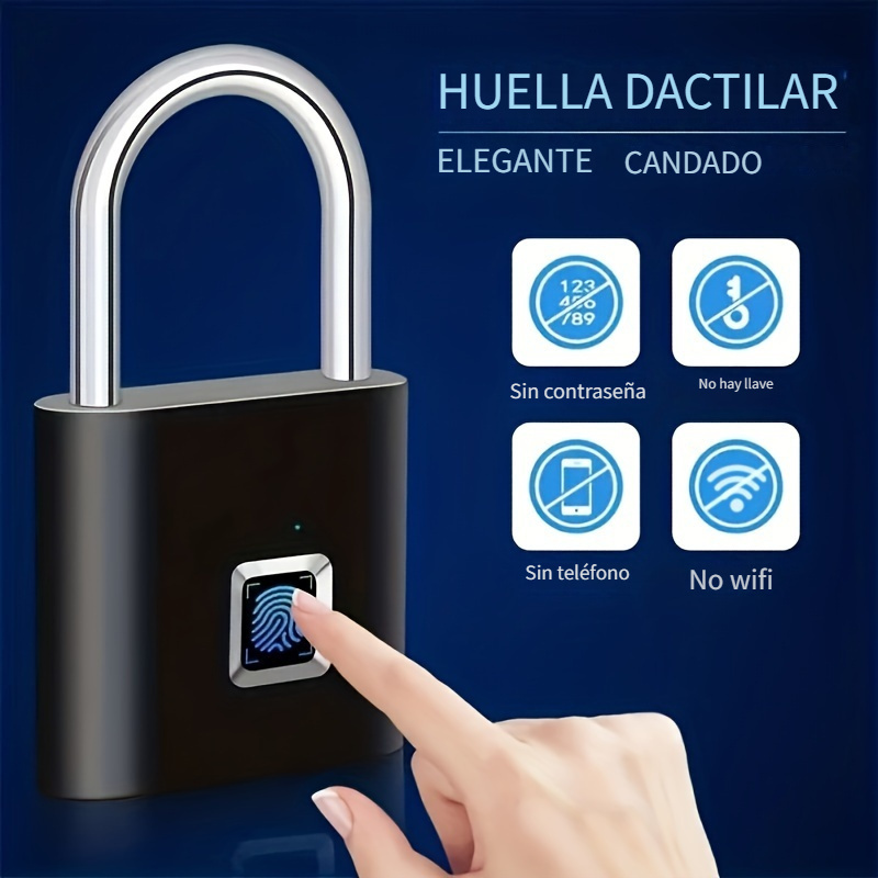Cerradura De Huella Digital Para Seguridad Sin Llave USB Recargable  Inteligente