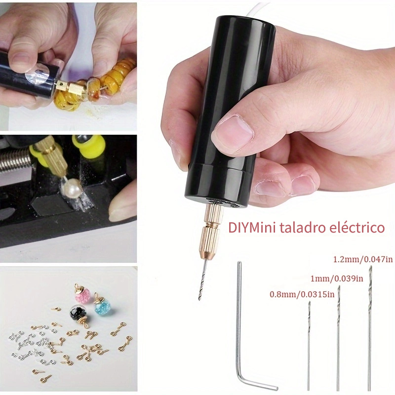 Antilog Taladro portátil, mini taladro de mano micro mini juego de  herramientas portátiles, taladro de mano pequeño y 10 brocas helicoidales  de
