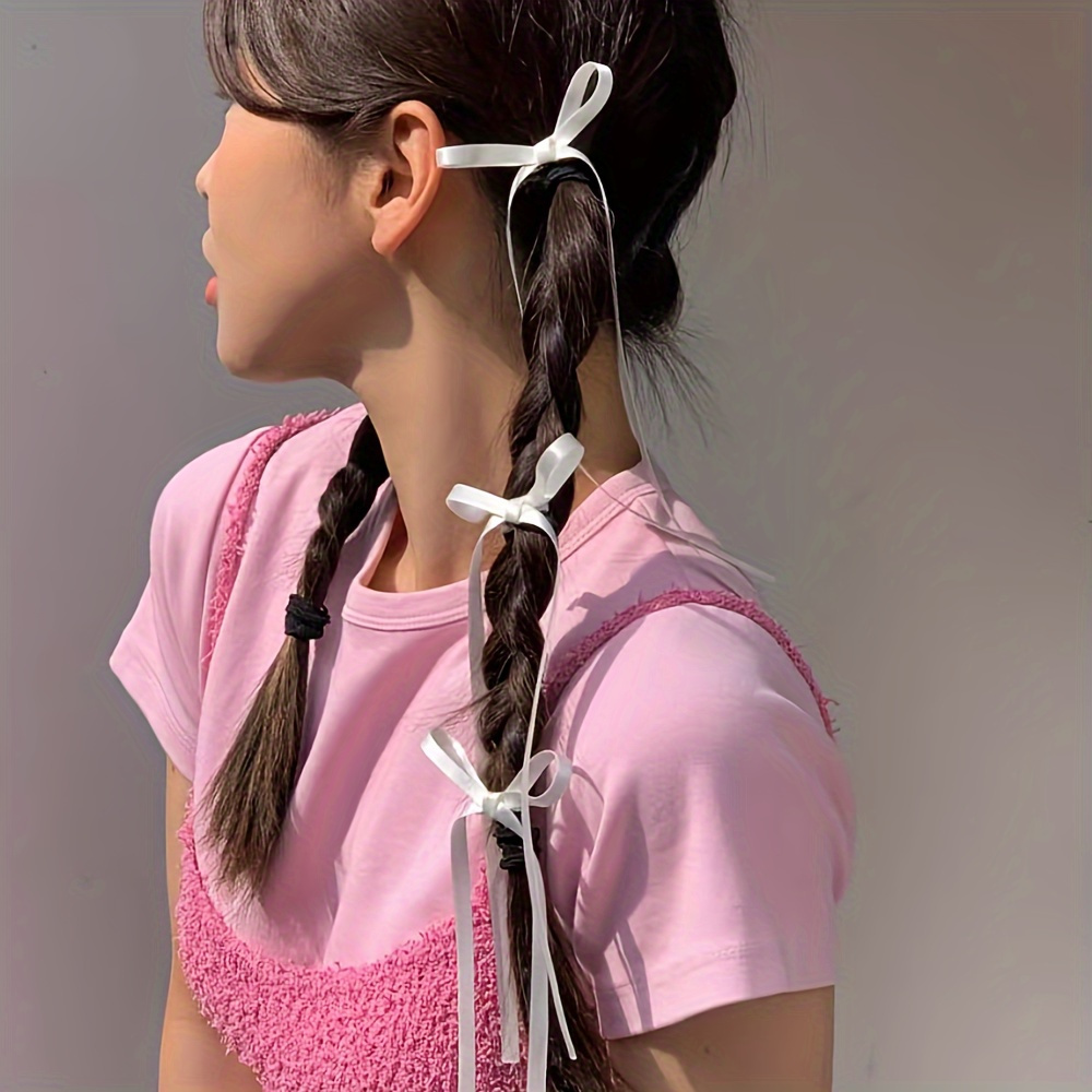

12 Pcs Bow Streamer Side Clips Set Elegant Long Ribbon Bow Hair Pins Back Head Top Clips Half Tied Hair Accessories