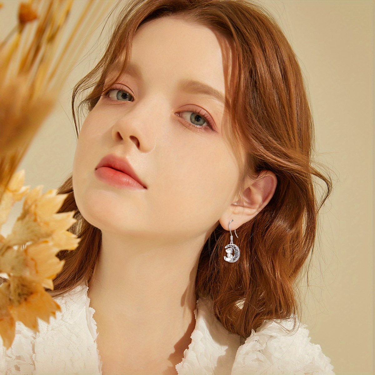 moon fox earrings 925 sterling silver celtic fox dangle earrings cute animal earrings gift for women Product details 4