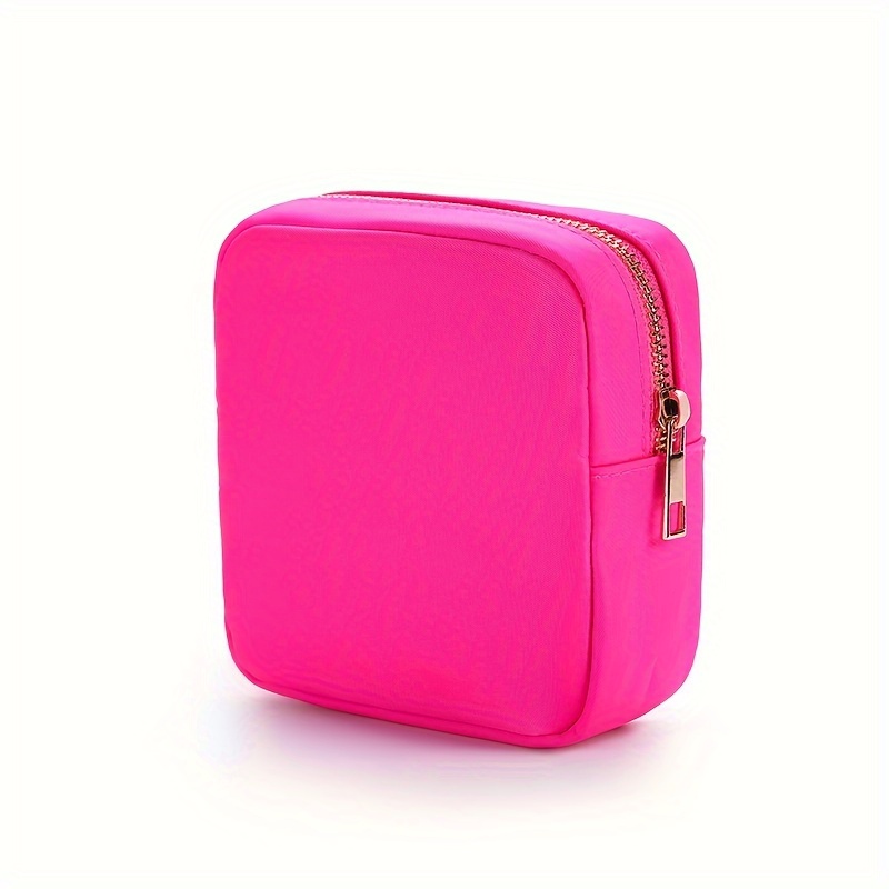  Hot Pink Makeup Bag Nylon Mini Makeup Bag, Preppy Small  Cosmetic Bag Compact Make up Pouch Toiletry Bag, Waterproof Zipper Purse  Travel Coin Pouch Sanitary Napkin Storage Bag for Women Girls