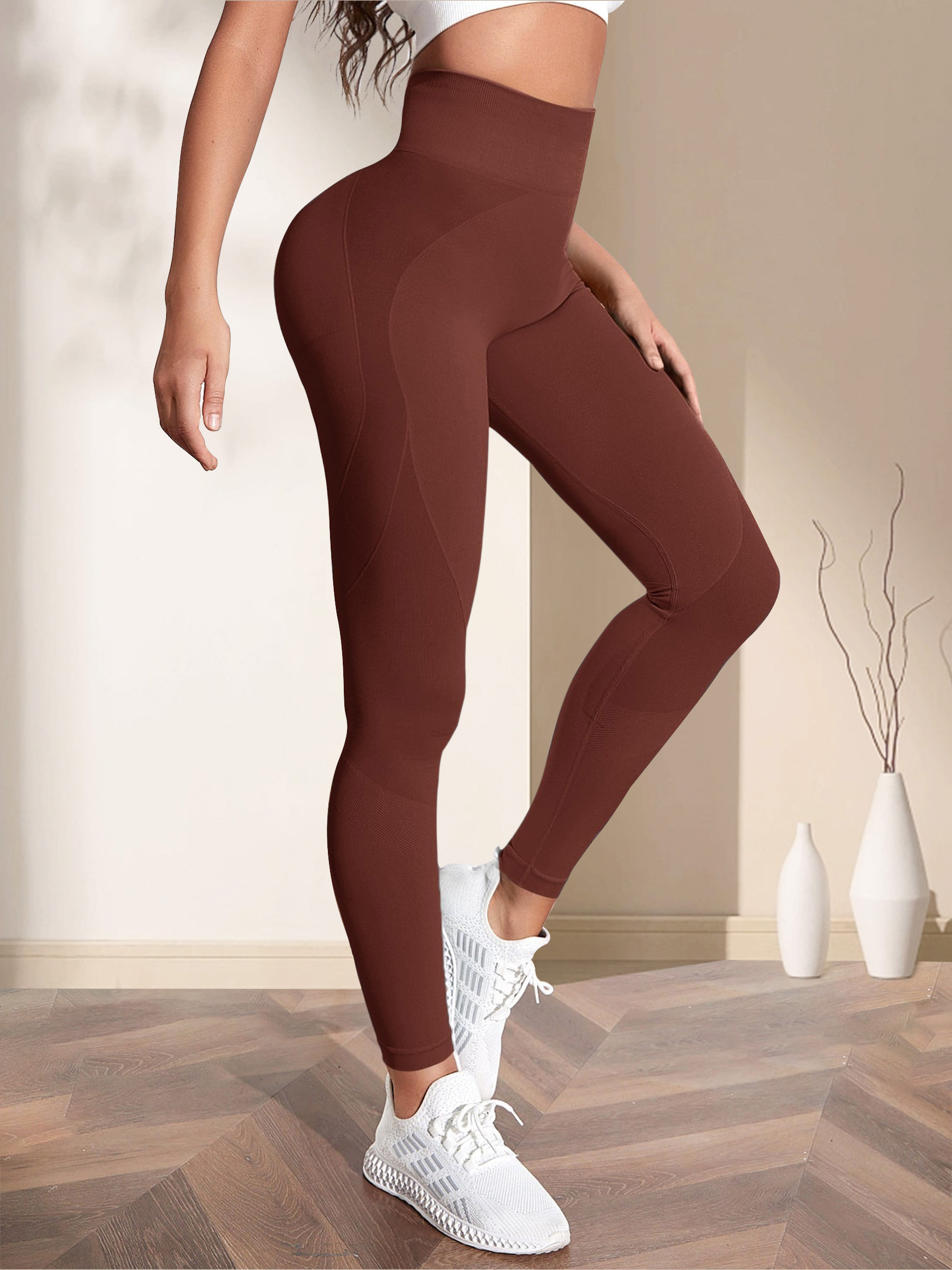 Gibobby Pantalon yoga mujer La yoga gruesa de la cintura alta jadea el  entrenamiento que corre las polainas de la yoga para las mujeres(Naranja,M)