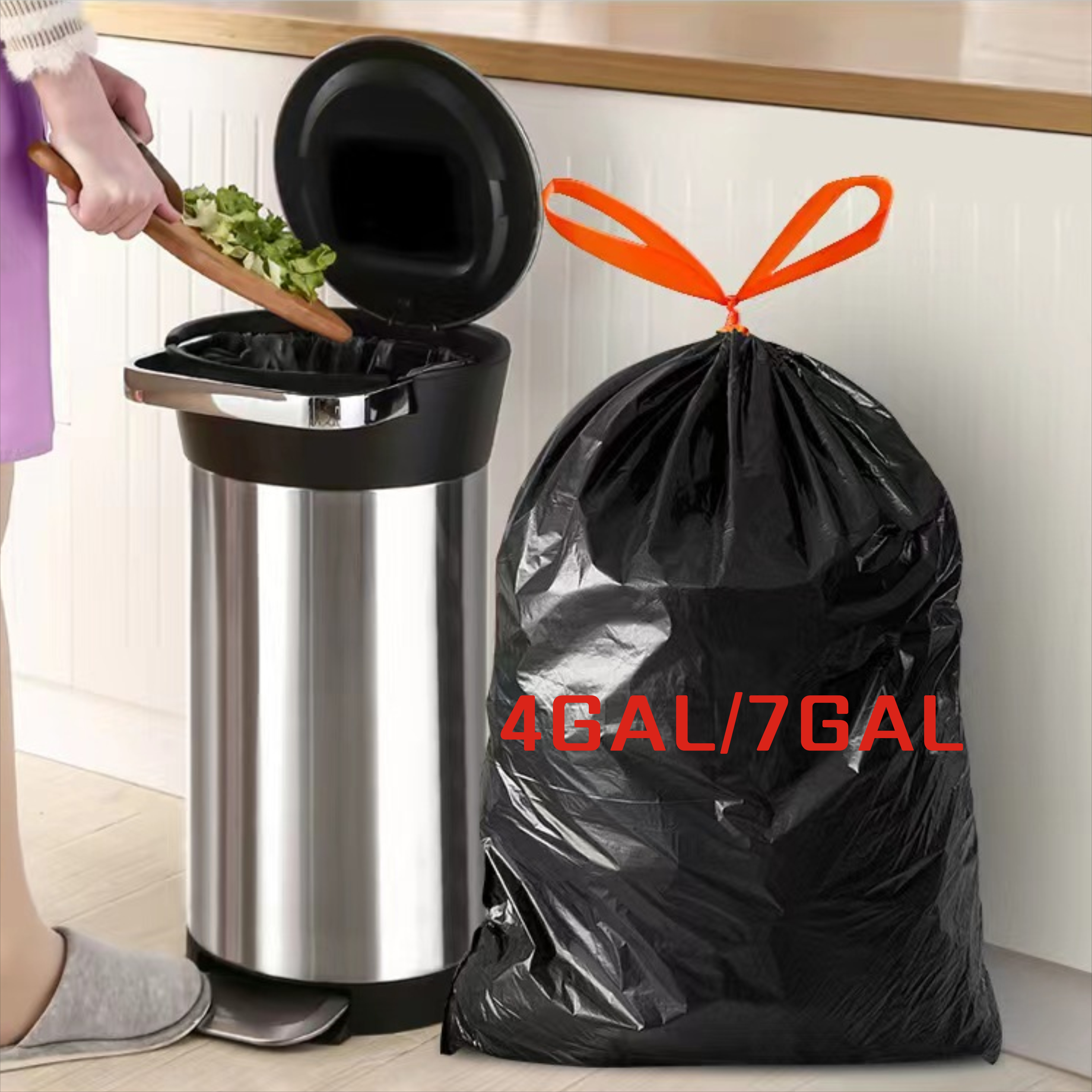 100pcs Household Black Rubbish Bag For Bathroom Garbage Bag Kitchen Points  Off Trash Can Bin Rubbish