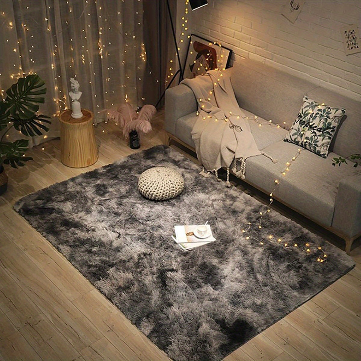 1 pc tie dye printing carpet rug with gradient color of grey soft fluffy   room study bedside bedroom carpet details 0