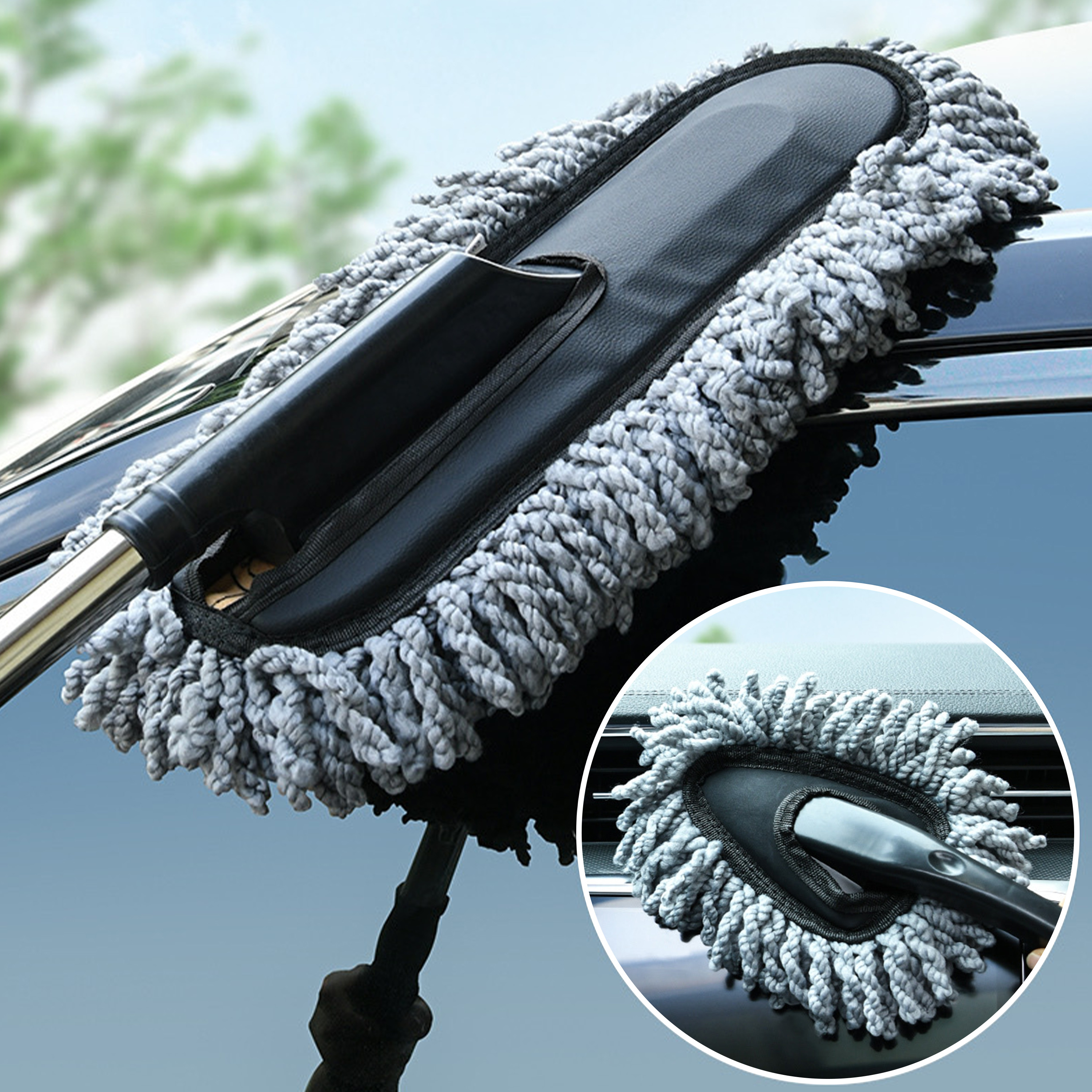 Car Duster Exterior Interior Cleaner with Extendable Handle Mop