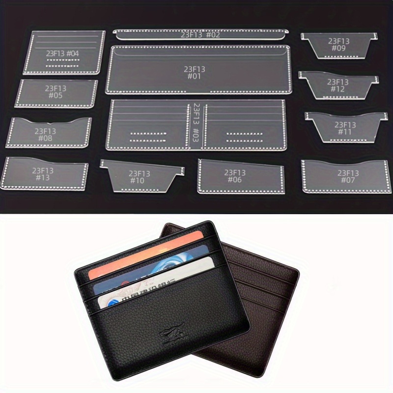 13Pcs Leather Templates Leather Working Kit Wallet Template Universal DIY  Wallet Crafts Making Accessories