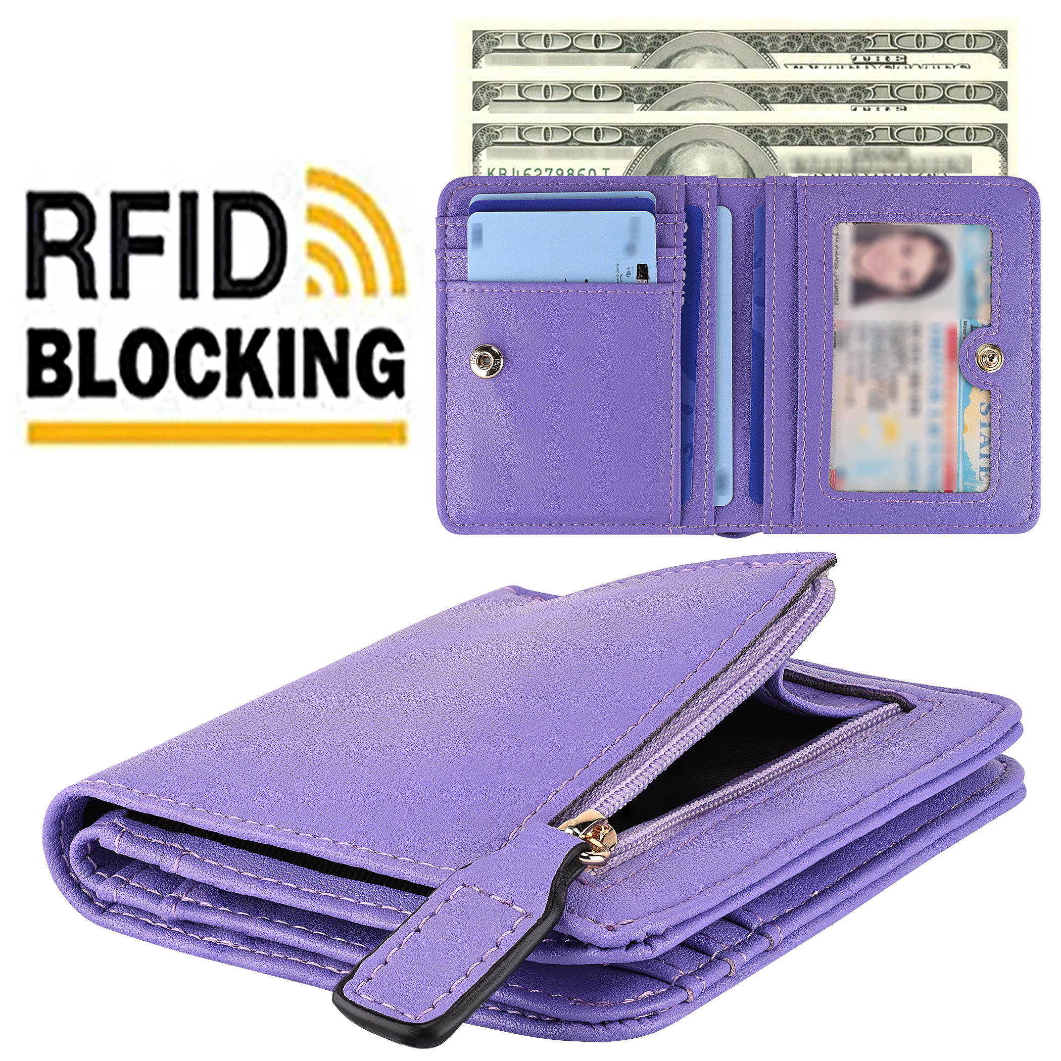 Purple Rfid Blocking Mens Wallet - Temu