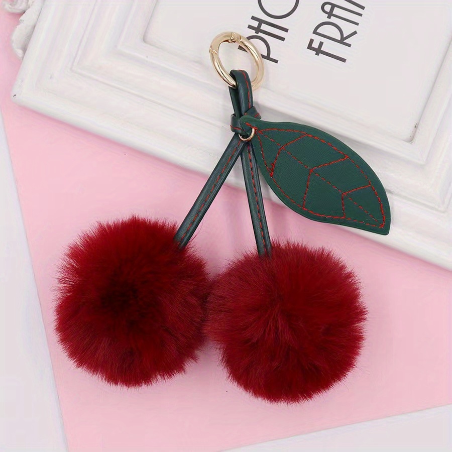 1pc Creative New Red Cherry Keychain For Men, Fashion Simple Decoration,  Trend Car Key Metal Pendant