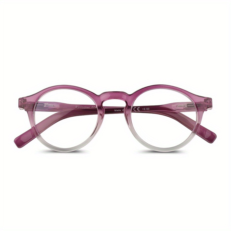 1pair Unisex Pink & Grey Frame, Large Round Shape Tr Anti-blue Light Glasses  With No Prescription Lenses
