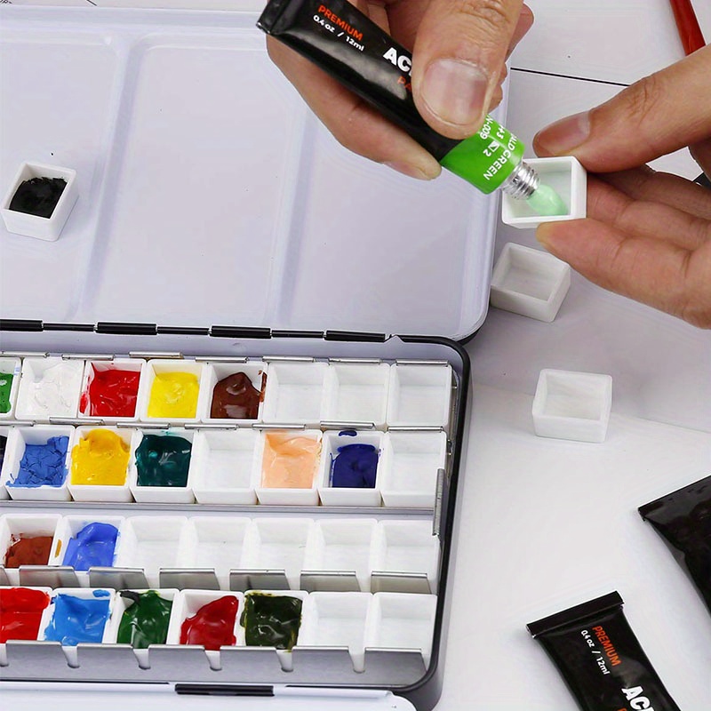 Portable Watercolor Box Empty Paint Palette Travel Painting - Temu