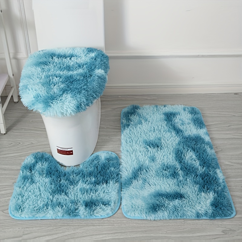 Thickened Bath Rugs Set, Upgraded Gradient Color Bathroom Rug Soft