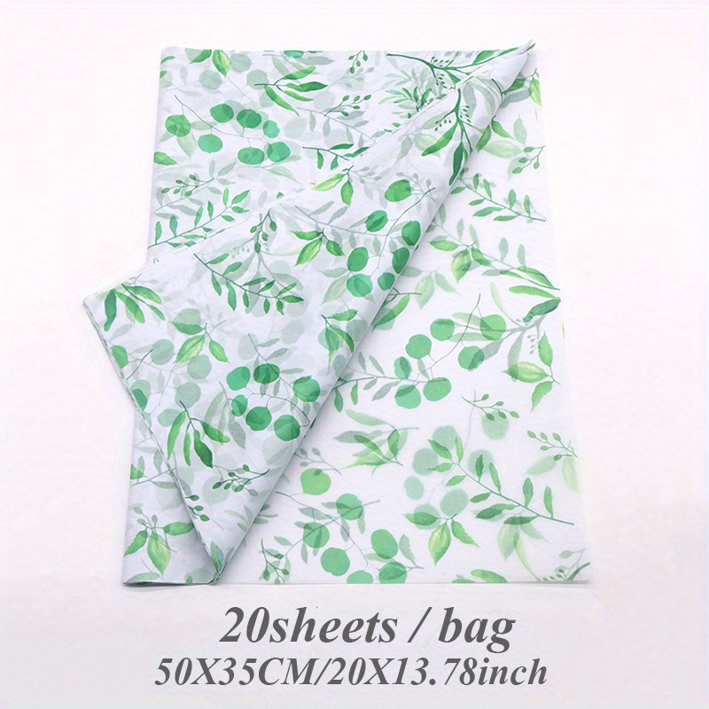 Green Tea Leaf Print Paper 6 20 Sheets – Paper Jade