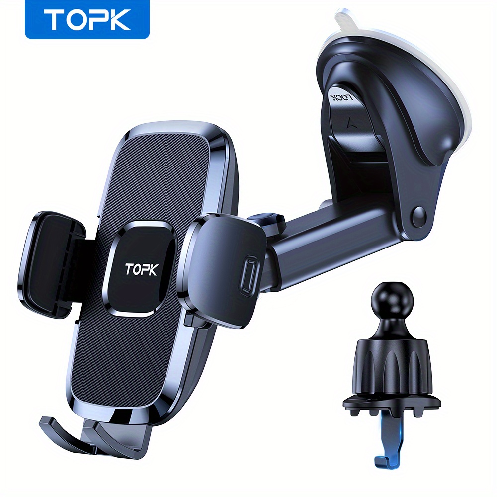 Topk Phone Mount Car 2 in 1 Cell Phone Holder Car Easy Clamp - Temu