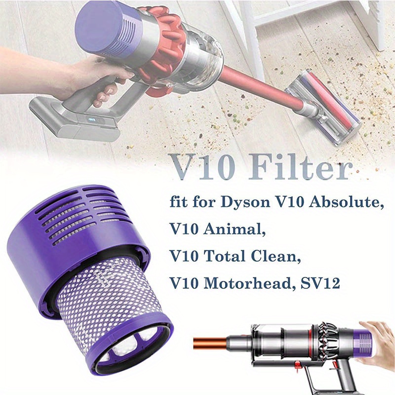  Filters Replacement for Dyson Vacuum Cleaner V10 Cyclone  Series, V10 Absolute, V10 Animal, V10 Total Clean, V10 Motorhead, SV12  Replace Part #969082-01 Washable and Reusable Hepa Filter - 2 Pack