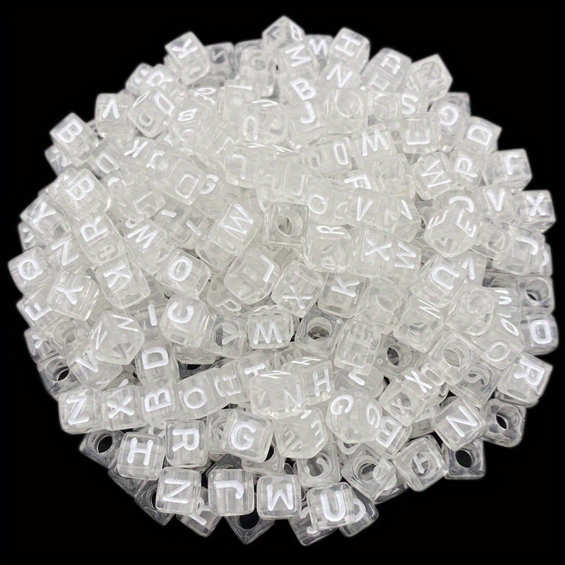 Acrylic Transparent Colorful Square Letter Beads For Jewelry - Temu