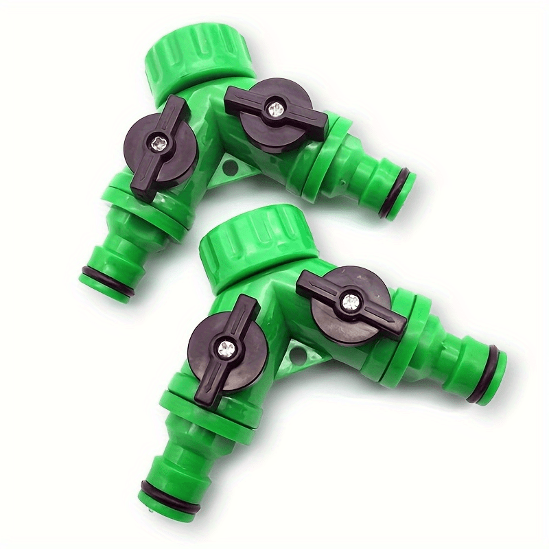 

1pc Plastic 3/4 Inch Y Quick Connector 2 Way Garden Hose Splitters With Valve Faucet Adapter