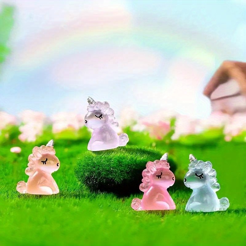 Mood Lab Miniature Unicorn Figurines Set - Funny Mini Statue Kit of 4