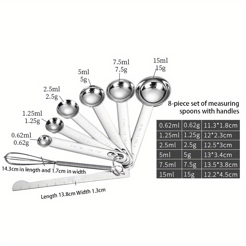 Measuring Spoons Stainless Steel Measuring Spoons Set Of 10 And 1 Egg  Beater For Measuring Dry And Liquid Ingredients Cooking Baking Tablespoon Teaspoon  Metal Measuring Spoon (11 Pieces) 