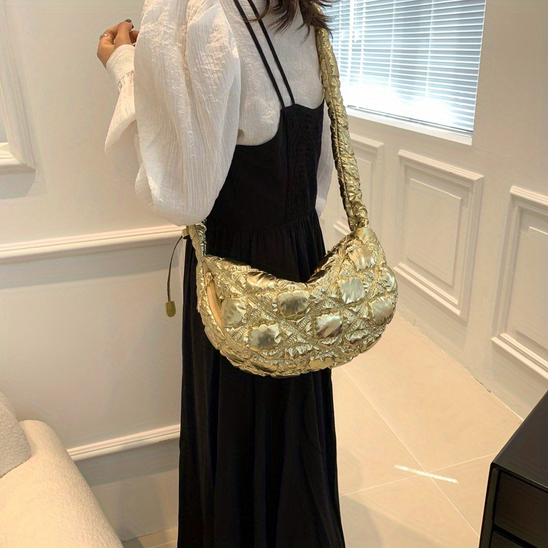 Fashion Puffer Crossbody Bag, Trendy Shoulder Tote Bag, Women's Quilted  Handbag & Hobo Purse - Temu