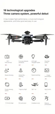 k6 max black optical flow hd triple camera remote control drone with 1 2 3 batteries esc camera 360 smart obstacle avoidance wifi fpv headless mode track flight foldable quadcopter details 2