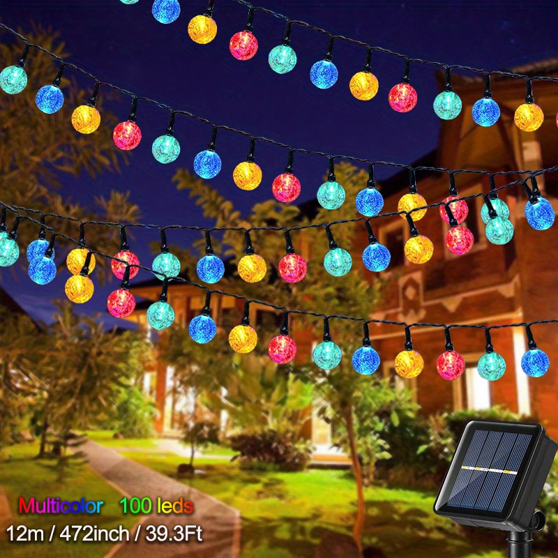 Solar String Lights Outdoor 100Led Crystal Globe LightsWaterproof USB  Battery Powered Patio Light forOutdoor Camping Tent Party