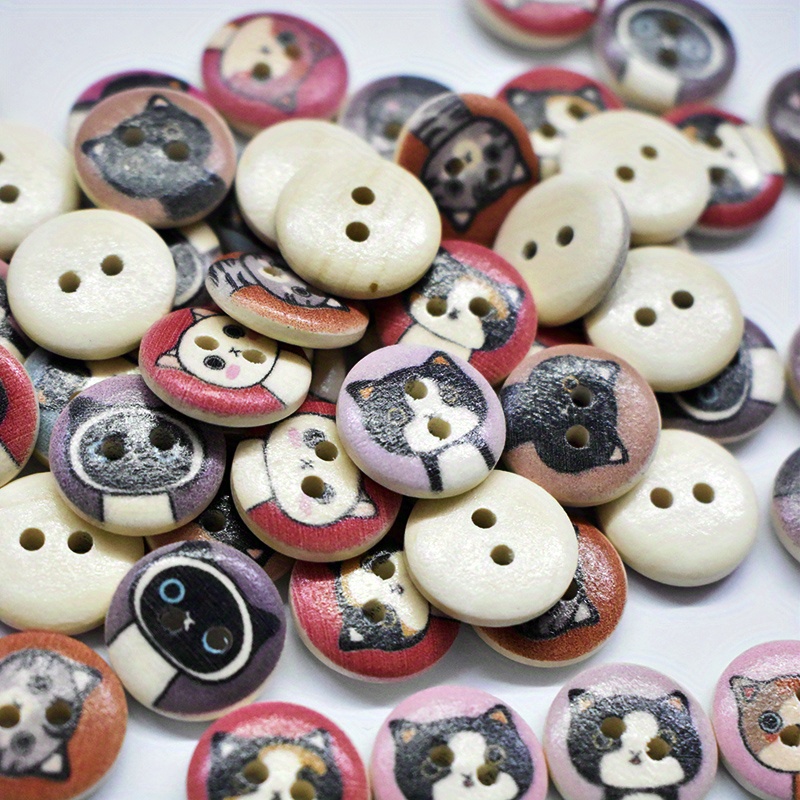 Retro Buttons Handmade Diy Clothes Colorful Wooden Buttons - Temu