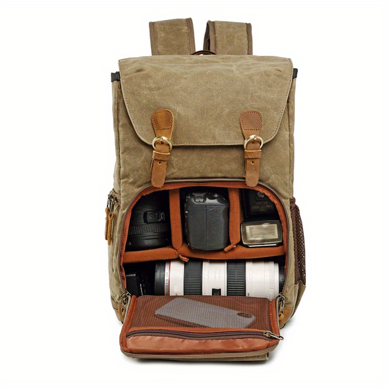 Waterproof Waxed Canvas Camera Backpack Men Women Dslr Slr Temu Australia