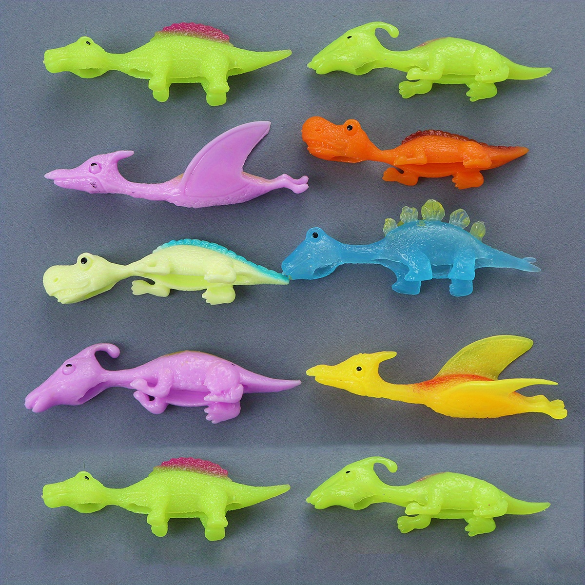 10pcs Slingshot Dinosaur Finger Toys,Dinosaur Finger Slingshot,Mini Rubber  Flying Dinosaur Toys