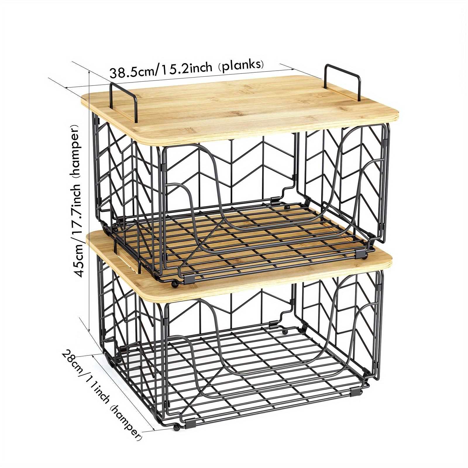 2 Pcs Stackable Fruit Vegetable Storage Baskets Wire Bread Organizer for  Kitchen