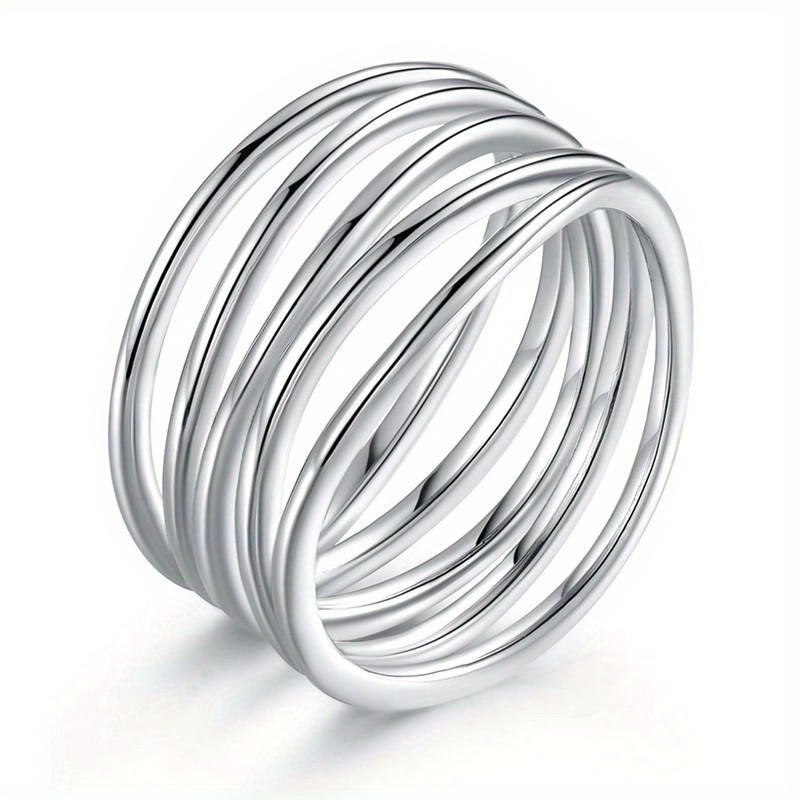 E-shop Mehrschichtiges Design, verwobener Ring mit breitem Band, Damenring, Alltagsring, lässige Mode, Partyring, Schmuck, Geschenk