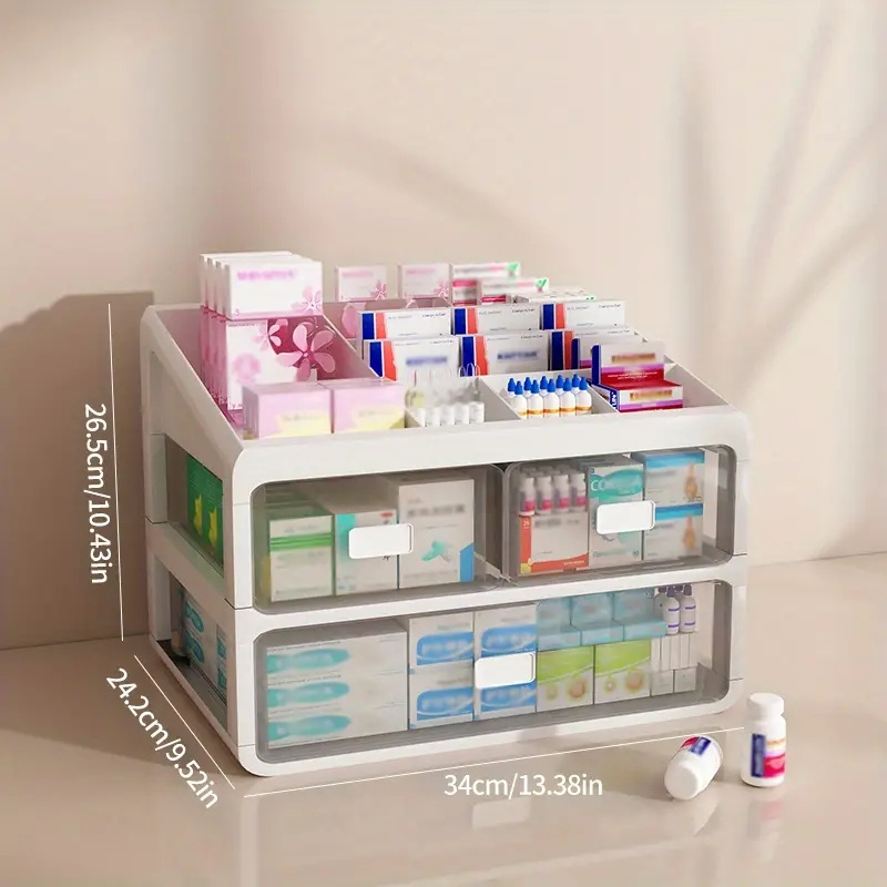 NOTRAK Medicine Storage Box, 3-Layer Medicine Cabinet Family Storage Box,  Household Medicine Box, Dustproof Large Capacity Case Organizer with Handle
