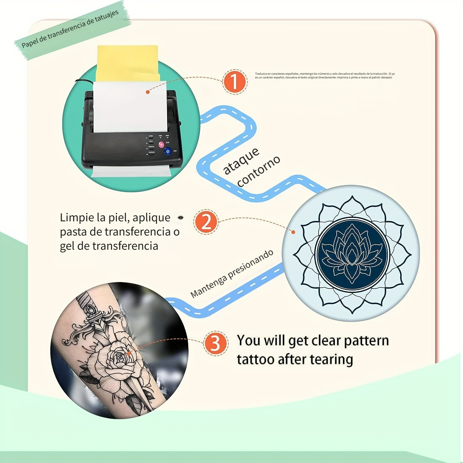 Papel Tatuar Transfer Stencil Para Tatuaje Tattoo 100 Pzas