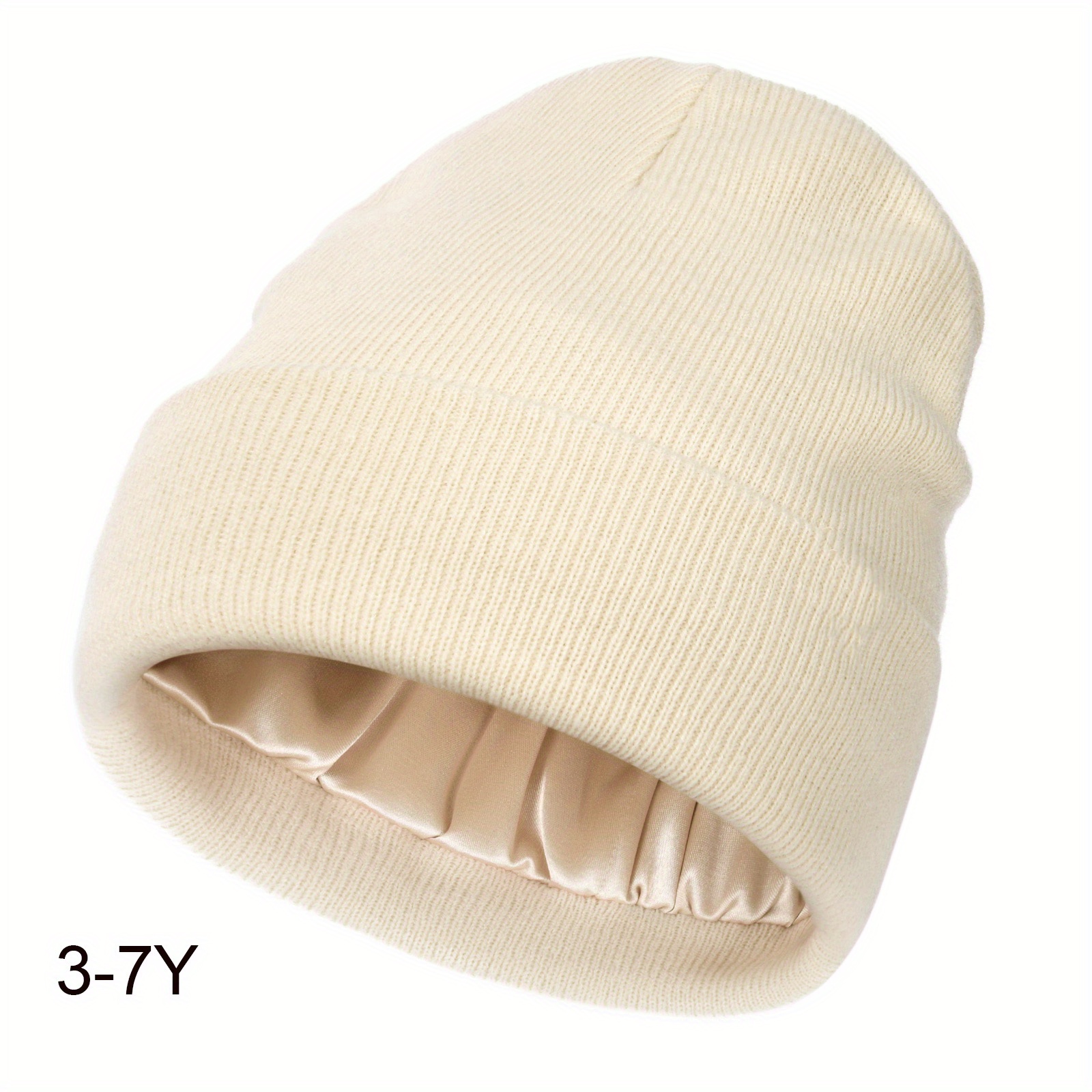 YANIBEST Womens Satin Lined Knit Beanie Hat Acrylic Winter Hats for Women Men Silk Lining Soft Slouchy Warm Cuffed Beanie Hat