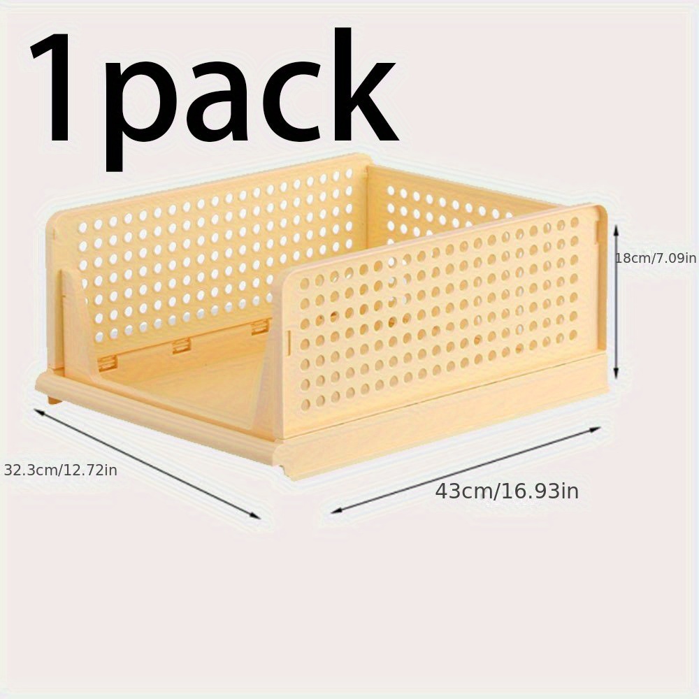 Foldable Stackable Plastic Storage Basket - Organize Your Closet, Drawer,  Bathroom, And Office With Ease - Temu