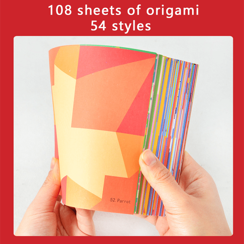 Origami 54 Pattern 108 Pieces Origami Folding Papers and Origami Book