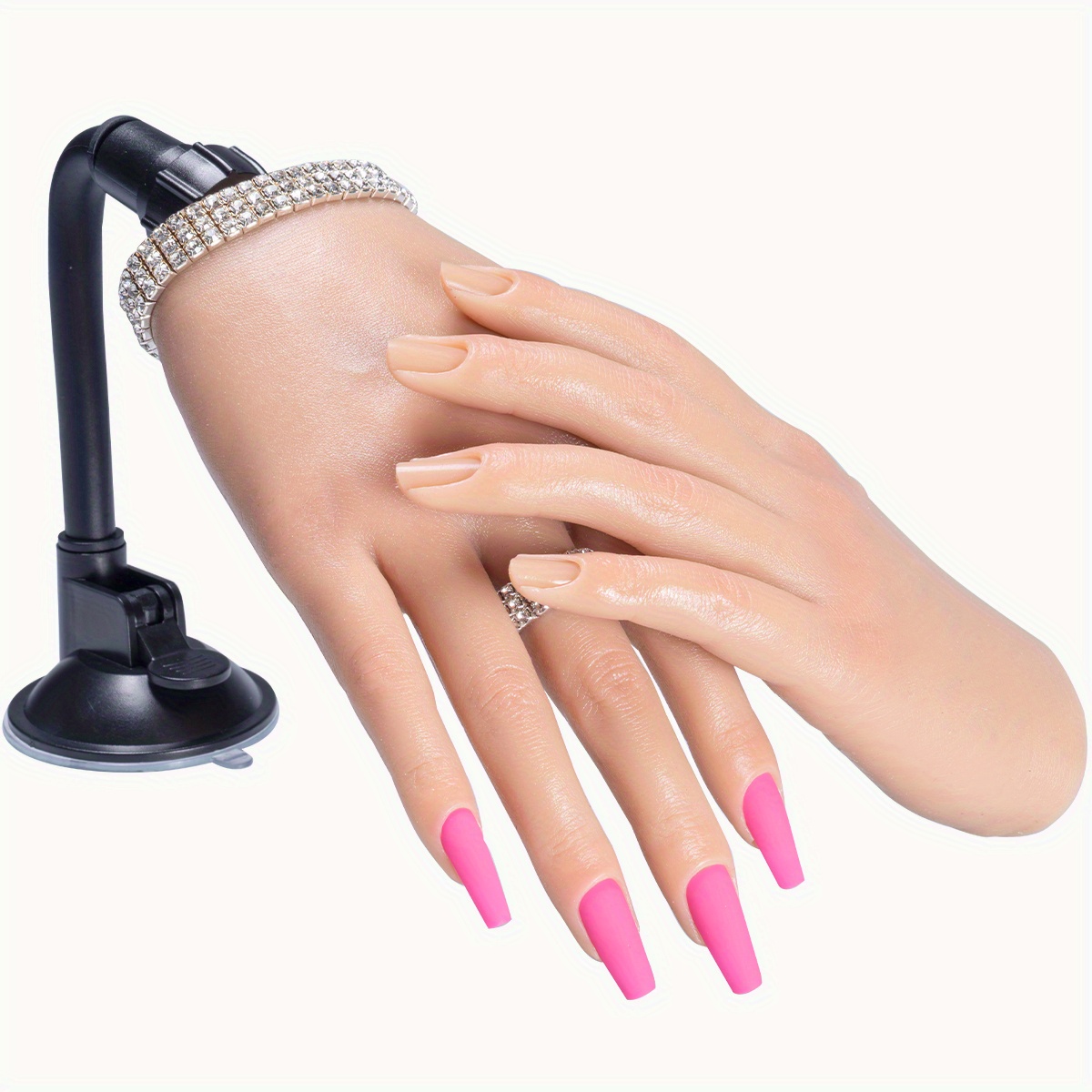 XMASIR Practice Hand for Acrylic Nails, Silicone Nail Hand Practice  Flexible Nail Training Fake Hand with Stand Bracket Make-up Mannequin Hands  for Manicure Beg…