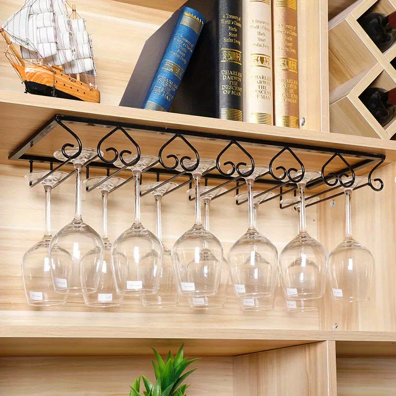 Estante colgante para copas de vino debajo del gabinete, colgador de  almacenamiento de metal, soporte para secado de copas de vino, para  gabinete del