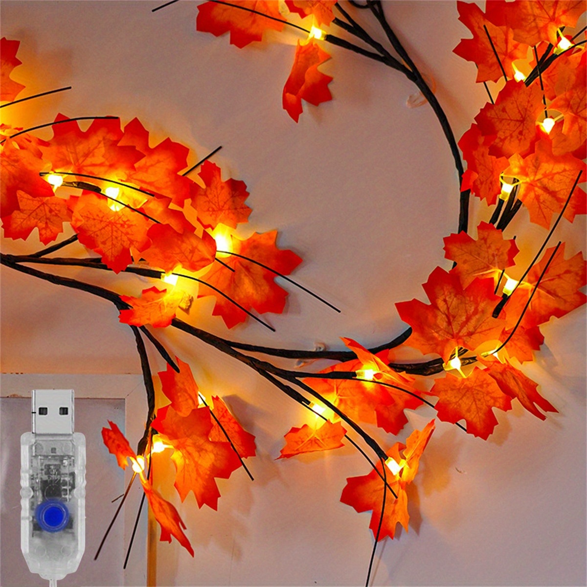 1 Pack 48 Led Maple Leaf Vines Lights 1 7m 5 58ft Christmas Decorations Indoor Walls Decor For Bedroom Living Room Decor Halloween Thanksgiving Dont Miss These Great Deals Temu United Arab Emirates