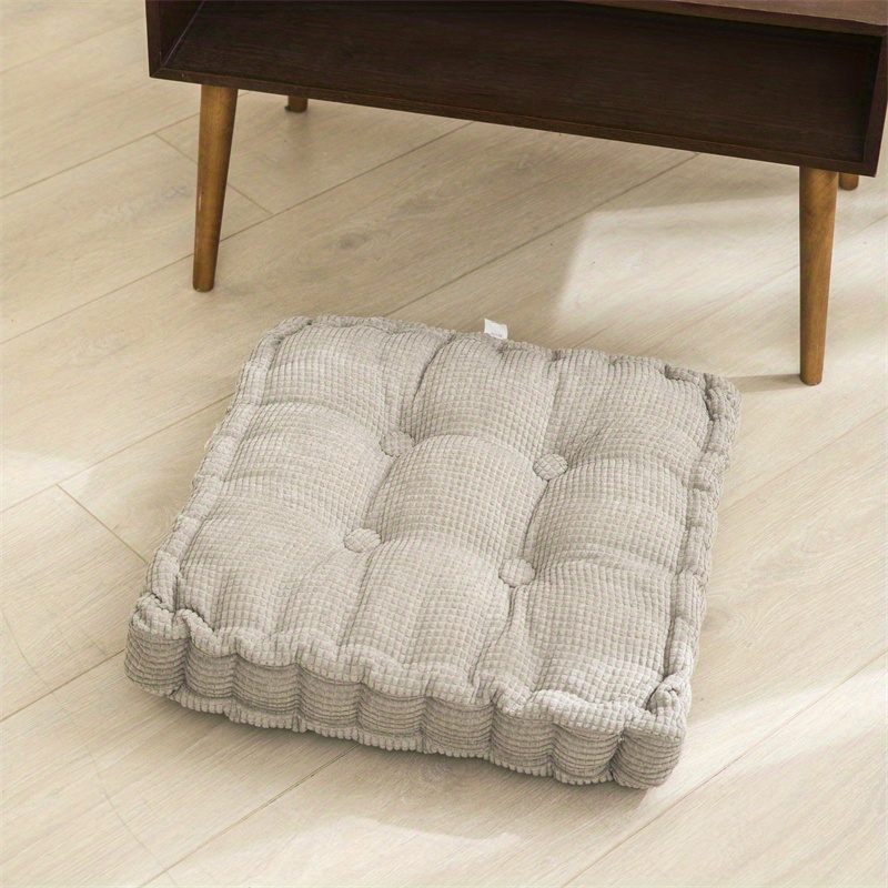 1pc Floor Pillow Meditation Pillow Solid Thick Tufted Seat Cushion For  Living Room Khaki