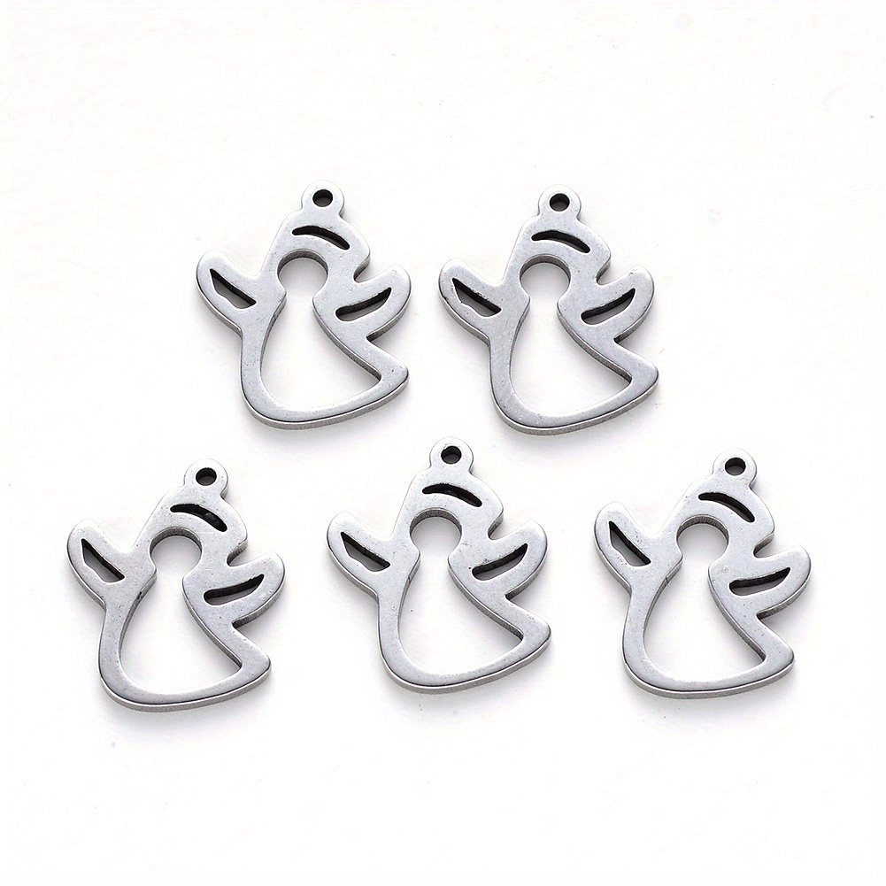 100pcs 201 Stainless Steel Pendants Stainless Steel Color Laser Cut Fishbone Charms Mini Charms Bulk for DIY Jewelry Making,Temu