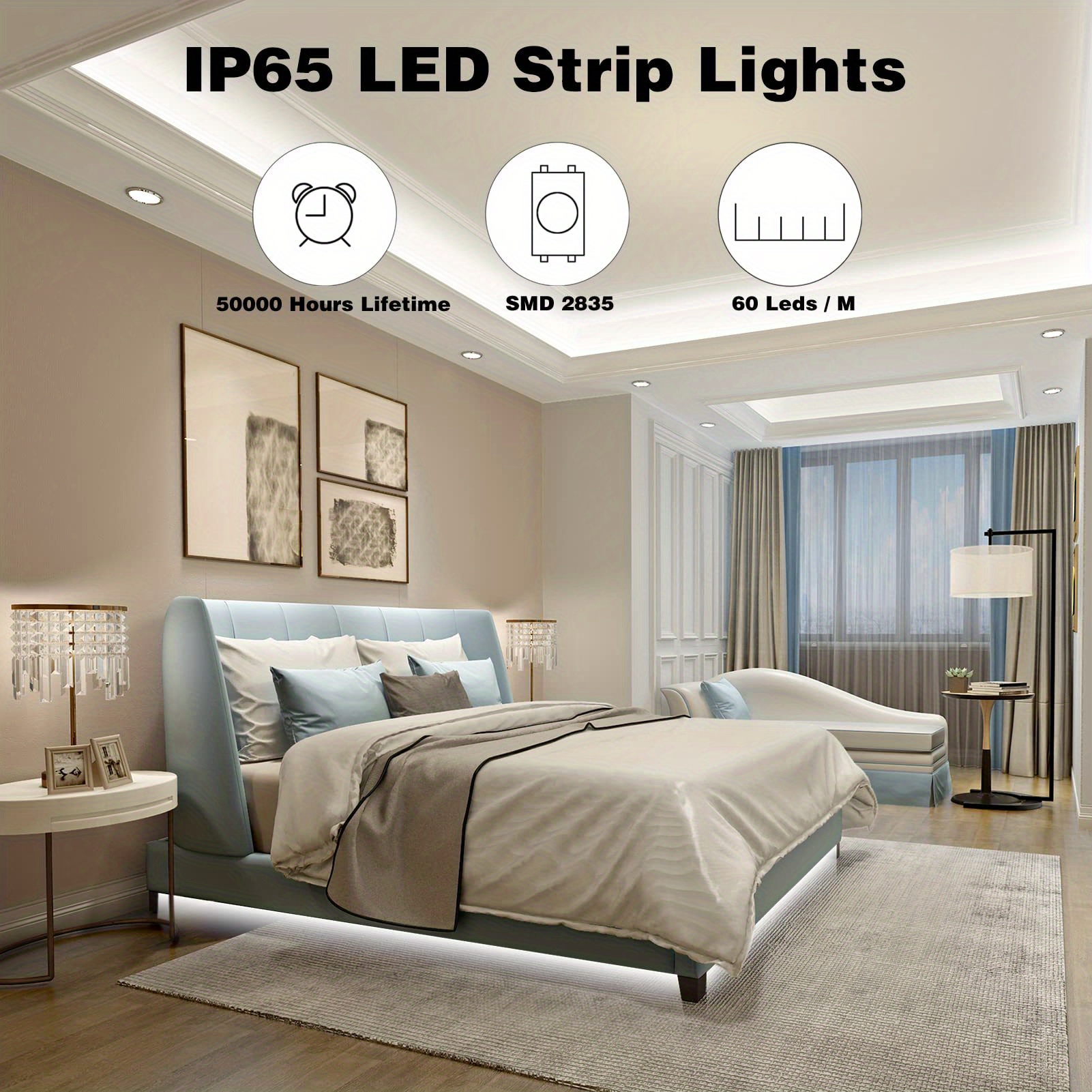 12v Led Strip Ip65 Waterproof Warm White Led Strip Cuttable - Temu