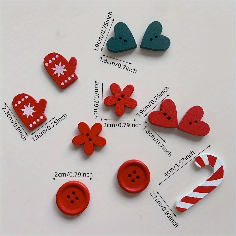 5 Wooden Ornament Buttons, Christmas Buttons, Holiday Buttons, 2 Hole  Buttons, Christmas Cards, Christmas Crafts, Christmas Scrapbooking 