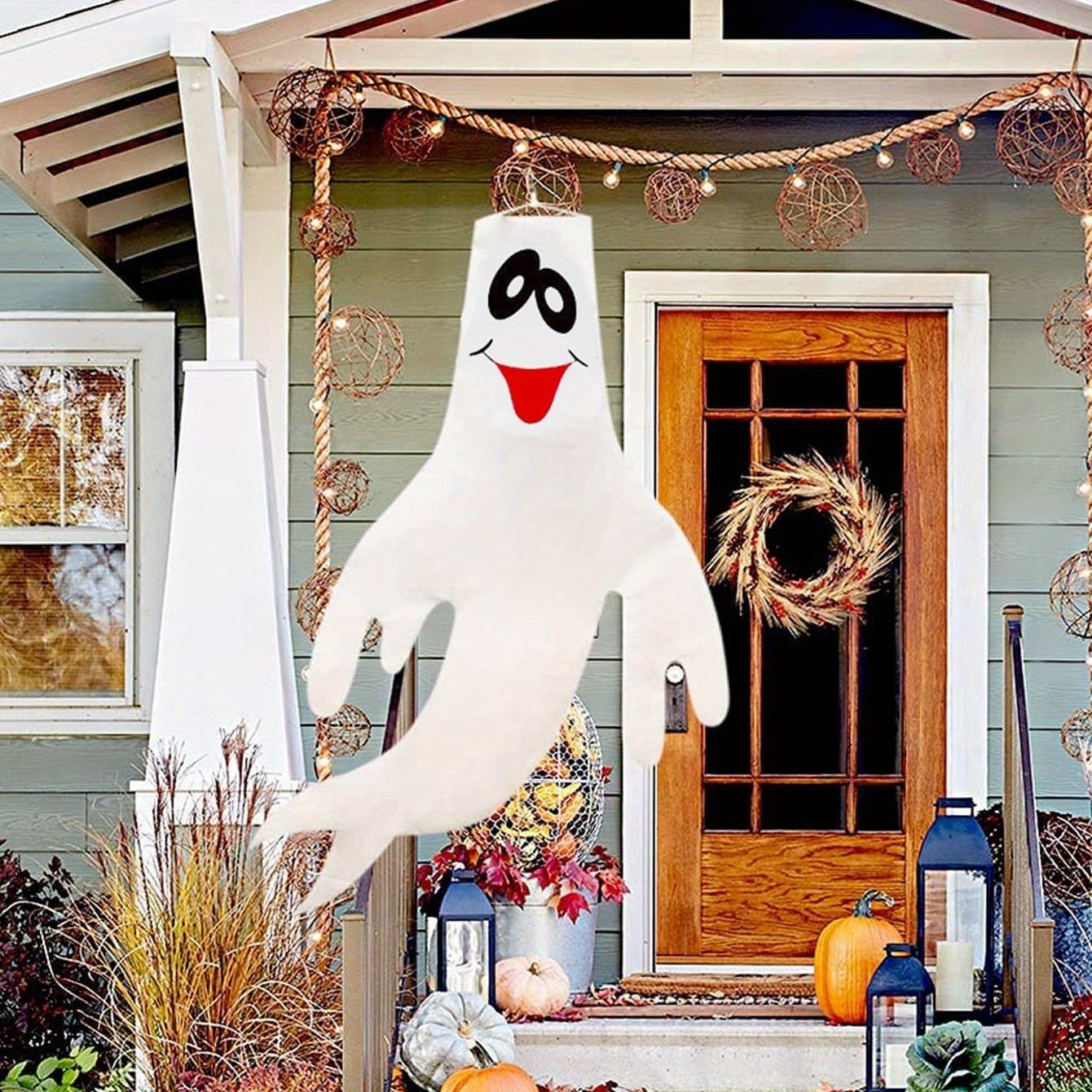 LIANR Meias de vento fantasma iluminadas de Halloween fáceis de montar  pingente durável para decoração de jardim doméstico