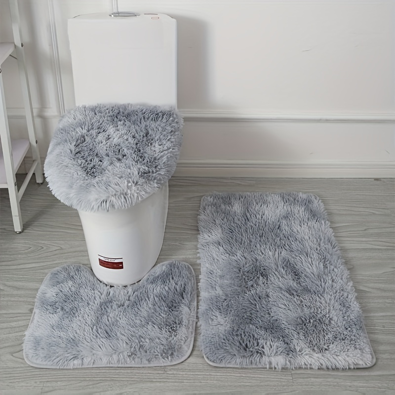 Thickened Bath Rugs Set, Upgraded Gradient Color Bathroom Rug Soft  Microfiber Long Hair Bath Absorbent Mats Includes Bath Rug, Contour Mat,  Toilet Seat Cover - Temu