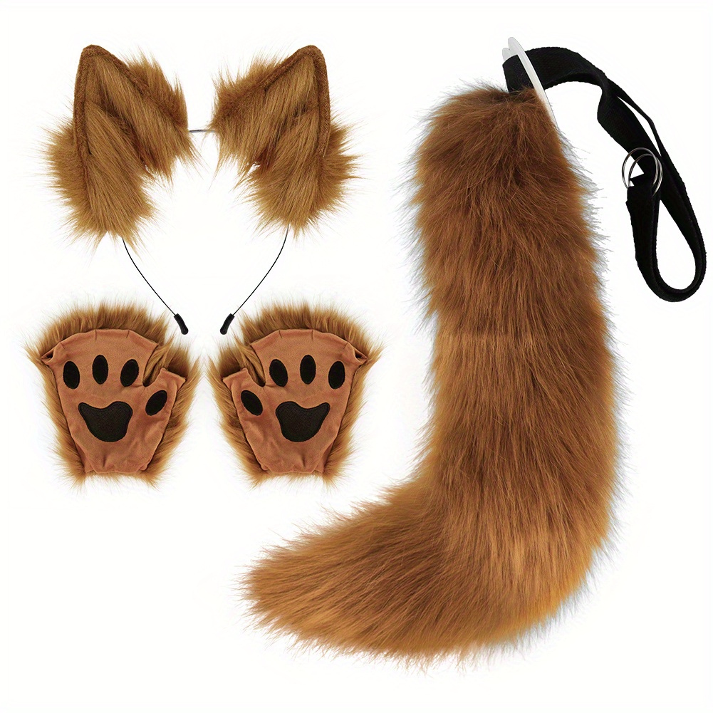 Simulation Fox Ears Hair Hoop Tail Furry Paw Set Temu United Kingdom